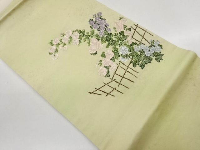 引箔柵に菊模様織出し名古屋帯